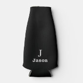 Elegant Monogram Initiaal Naam Gepersonaliseerd Zw Flesjeskoeler (Voorkant)