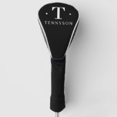 Elegant Monogram Initiaal Naam Gepersonaliseerd Zw Golfheadcover (Voorkant)