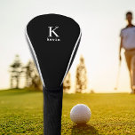 Elegant monogram initiaal naam gepersonaliseerd zw golfheadcover<br><div class="desc">Moderne,  eenvoudige,  stijlvolle gouden accessoires met zwarte en witte trendy typografie (verwisselbare kleuren).         Gepersonaliseerd geschenk voor hem: vader,  vader,  echtgenoot,  zoon,  vriendje,  bruin,  beste man,  groommannen.</div>