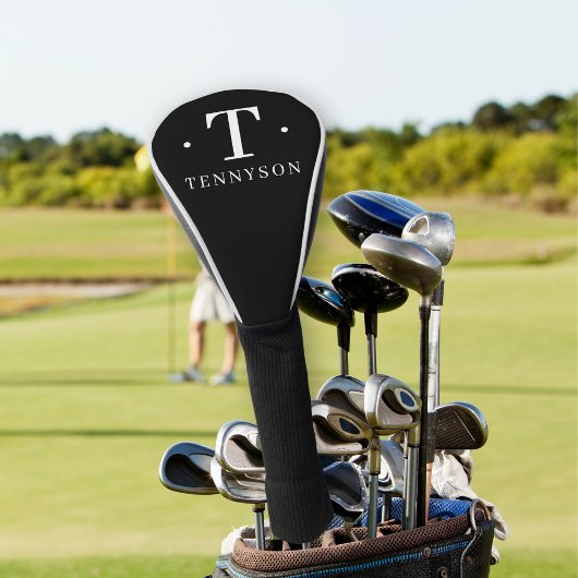 Elegant Monogram Initiaal Naam Gepersonaliseerd Zw Golfheadcover