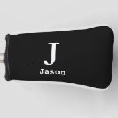 Elegant Monogram Initiaal Naam Gepersonaliseerd Zw Golfheadcover (Voorkant)