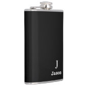 Elegant Monogram Initiaal Naam Gepersonaliseerd Zw Heupfles (Rechts)