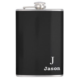 Elegant Monogram Initiaal Naam Gepersonaliseerd Zw Heupfles