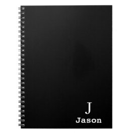 Elegant Monogram Initiaal Naam Gepersonaliseerd Zw Notitieboek
