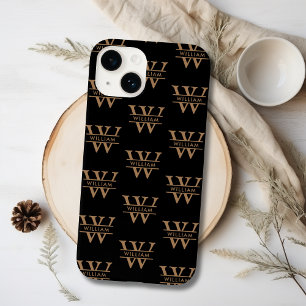 Elegant Monogram Initiaal naam zwart gepersonalise iPhone 15 Case