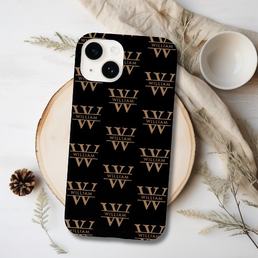 Elegant Monogram Initiaal naam zwart gepersonalise Case-Mate iPhone Case