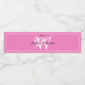 Elegant Monogram Initiaal + Names Chic Pink Weddin Waterfles Etiket (Enkel label)