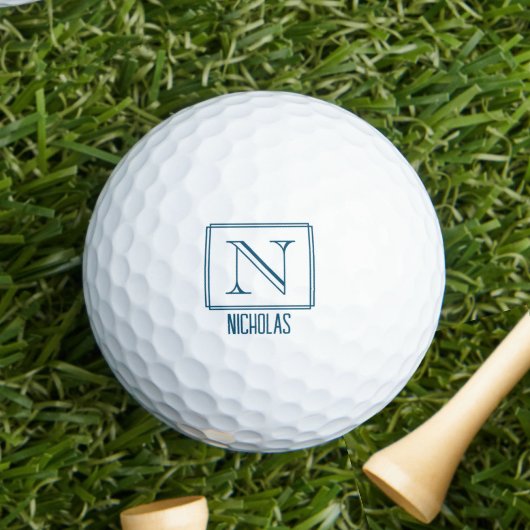 Elegant Monogram Initiaal Navyblauwe Rand Golfballen
