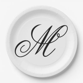 Elegant Monogram Initiaal Papieren Bordje