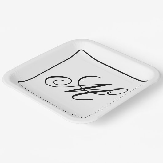 Elegant Monogram Initiaal Papieren Bordje (Gebogen)