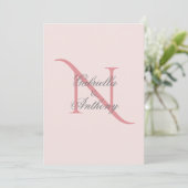 Elegant Monogram Initiaal Pink Wedding Kaart (Staand voorkant)