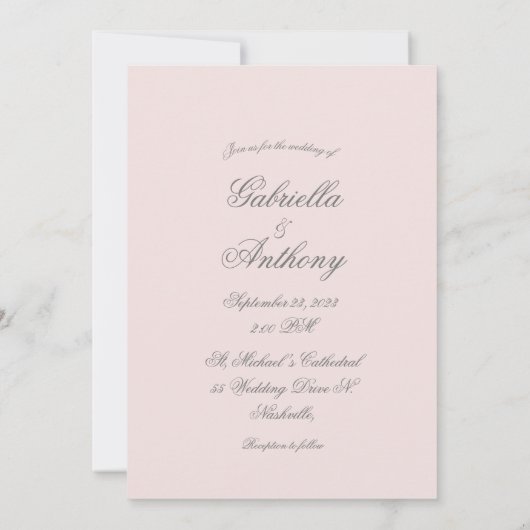 Elegant Monogram Initiaal Pink Wedding Kaart (Achterkant)