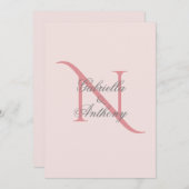 Elegant Monogram Initiaal Pink Wedding Kaart (Voorkant / Achterkant)