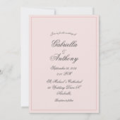 Elegant Monogram Initiaal Pink Wedding Uitnodiging (Achterkant)
