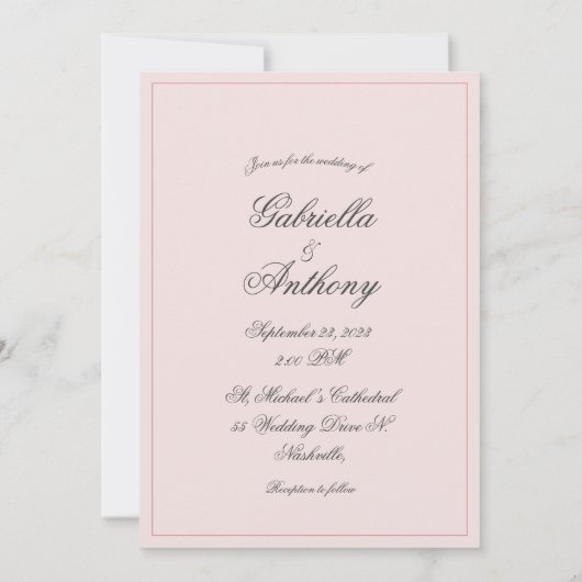 Elegant Monogram Initiaal Pink Wedding Uitnodiging (Achterkant)