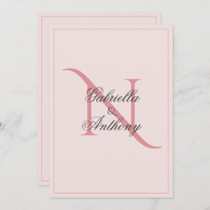 Elegant Monogram Initiaal Pink Wedding Uitnodiging