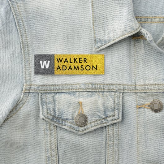 Elegant monogram Initiaal, professioneel zwart gou Naamplaatje (In situ)