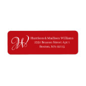 Elegant Monogram initiaal rood van de douaneTerugk Etiket (Voorkant)