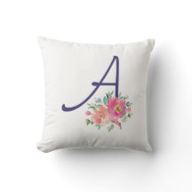 Elegant Monogram Initiaal Roze Waterverf Rozen