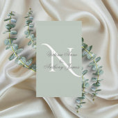 Elegant Monogram Initiaal Sage Green Wedding Kaart