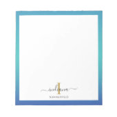 Elegant Monogram Initiaal Script Aangepast Notitieblok (Voorkant)