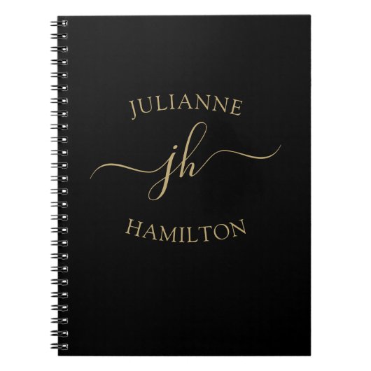 Elegant Monogram Initiaal Script Name Notitieboek (Voorkant)