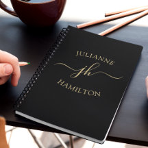 Elegant Monogram Initiaal Script Name Notitieboek