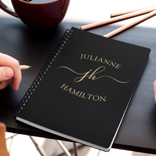 Elegant Monogram Initiaal Script Name Notitieboek