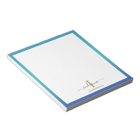 Elegant Monogram Initiaal Script Op Maat Notitieblok (Schuin)