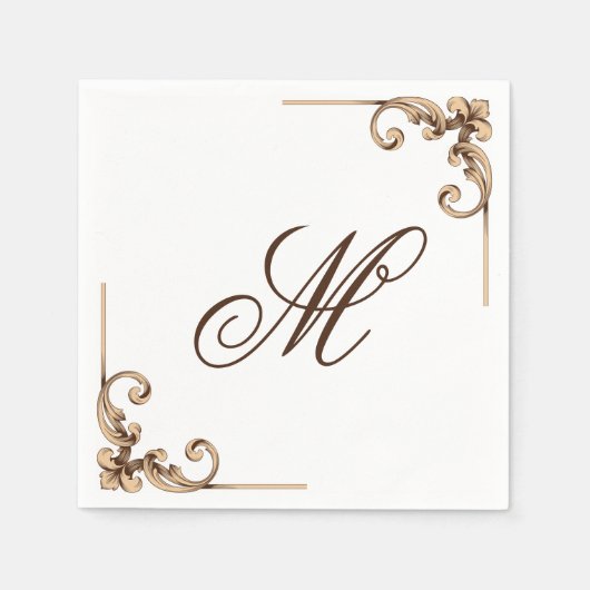 Elegant Monogram Initiaal Servet (Voorkant)