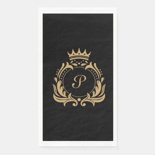 Elegant Monogram Initiaal Servet (Voorkant)