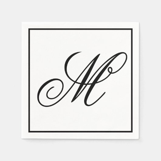 Elegant Monogram Initiaal Servet (Voorkant)