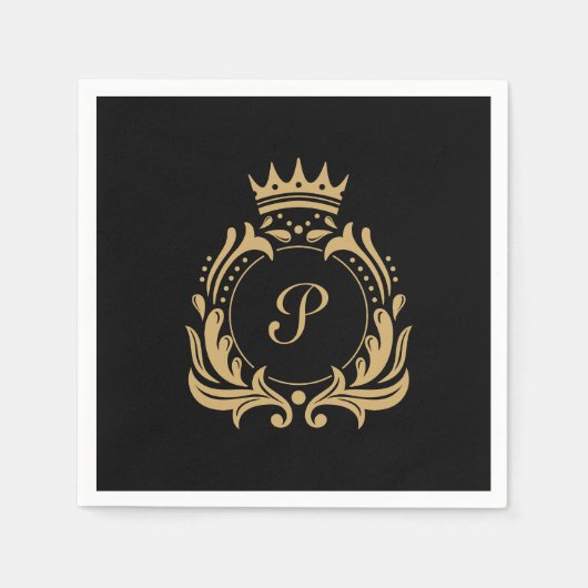 Elegant Monogram Initiaal Servet (Voorkant)