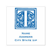 : Elegant monogram Initiaal "T" Middeleeuws Manusc Zelfinktende Stempel (Design)