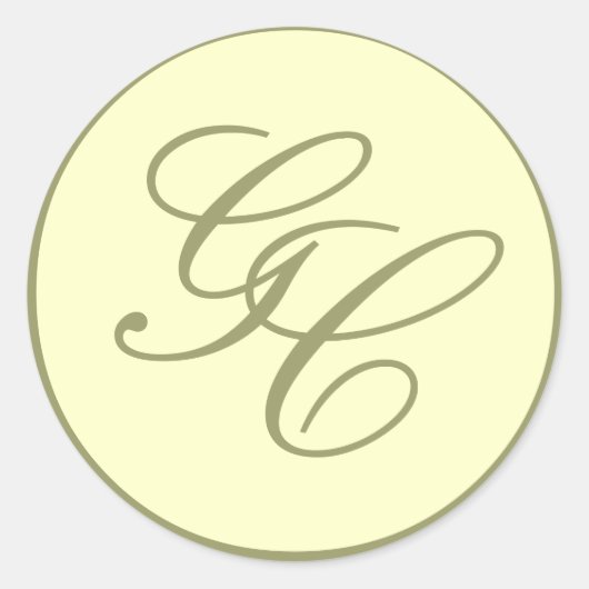 Elegant Monogram Initiaal Taupe Ivoor Bruiloft Sea Ronde Sticker (Voorkant)