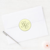 Elegant Monogram Initiaal Taupe Ivoor Bruiloft Sea Ronde Sticker (Envelop)