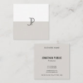 Elegant Monogram Initiaal Trend Colors Professiona Vierkante Visitekaartje (Voorkant / Achterkant)