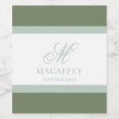 Elegant Monogram Initiaal  Wijn Etiket (Enkel label)