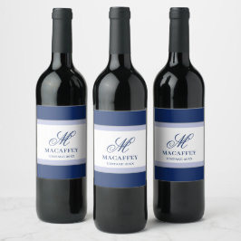Elegant Monogram Initiaal Wijn Etiket