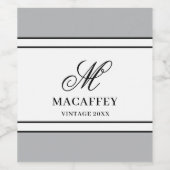 Elegant Monogram Initiaal  Wijn Etiket (Enkel label)