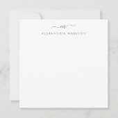 Elegant Monogram Initiaal Zilver Grijs Stationery Notitiekaartje (Voorkant)