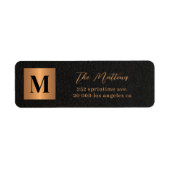 Elegant monogram initiaal zwart goud etiket (Voorkant)