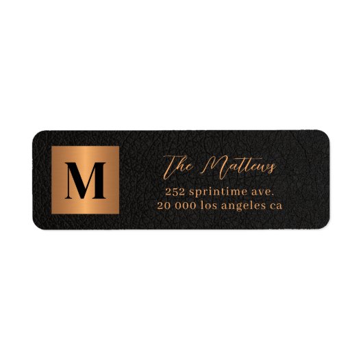 Elegant monogram initiaal zwart goud etiket (Voorkant)