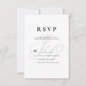 Elegant monogram initiaal zwart wit RSVP Kaart (Voorkant)