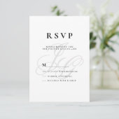 Elegant monogram initiaal zwart wit RSVP Kaart (Staand voorkant)