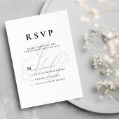 Elegant monogram initiaal zwart wit RSVP Kaart