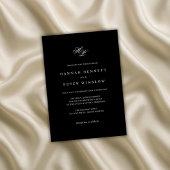 Elegant Monogram Initiaal Zwart & Wit Trouwen Kaart