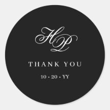 Elegant Monogram Initiaal Zwart & Wit Trouwen