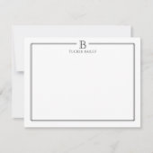 Elegant Monogram Initiaal Zwart Wit Zakelijk Notitiekaartje (Voorkant)