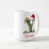 Elegant Monogram initial Y merry Christmas  Koffiemok (Voorkant rechts)
